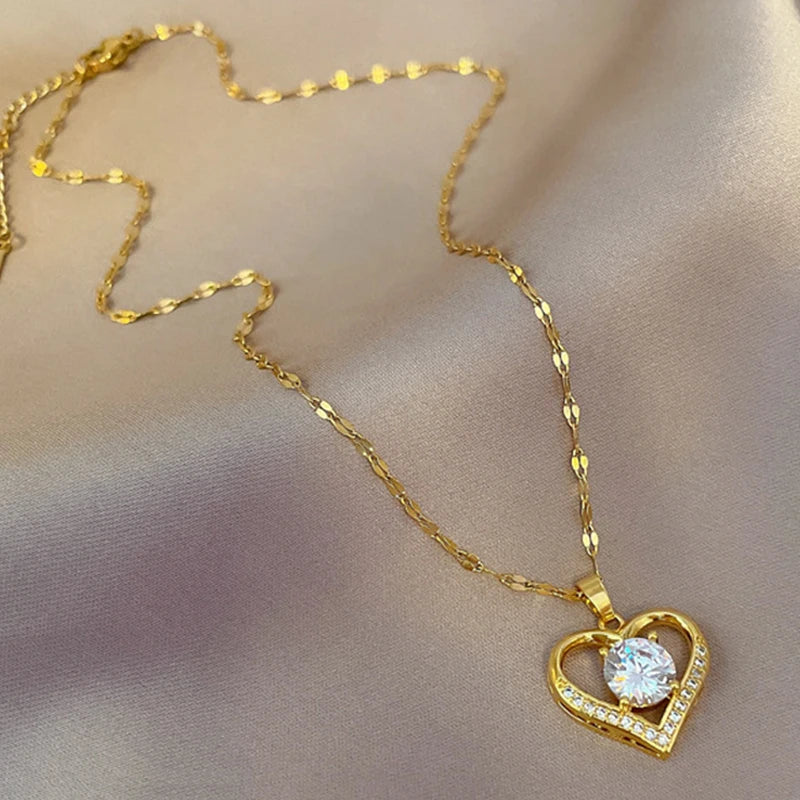 Golden Heart Charm Necklace