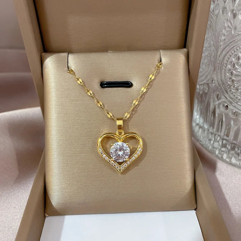 Golden Heart Charm Necklace